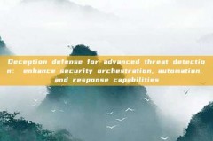 Deception defense for advanced threat detection: enhance security orchestration, automation, and response capabilities