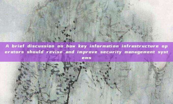 A brief discussion on how key information infrastructure operators should revise and improve security management systems