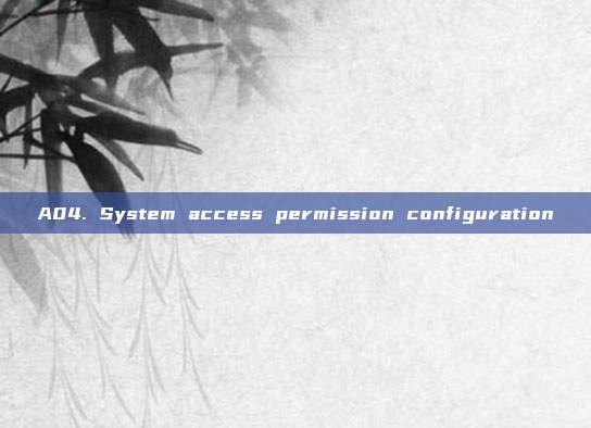 A04. System access permission configuration