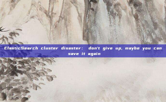 ElasticSearch cluster disaster： don't give up, maybe you can save it again