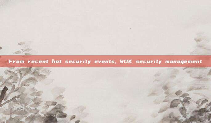 From recent hot security events, SDK security management
