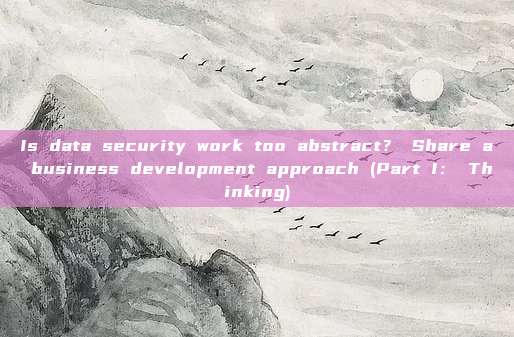 Is data security work too abstract? Share a business development approach (Part I: Thinking)