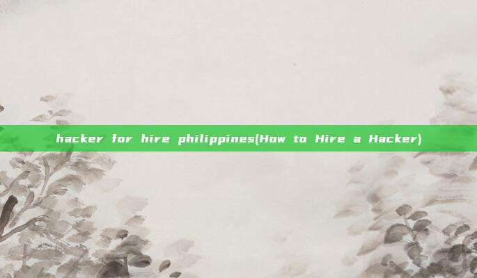 hacker for hire philippines(How to Hire a Hacker)